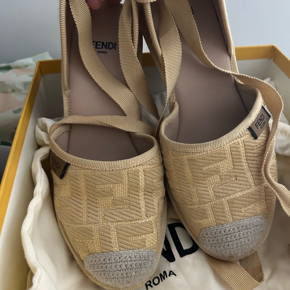 Fendi Tan and Gray Espadrilles with Elegant Design